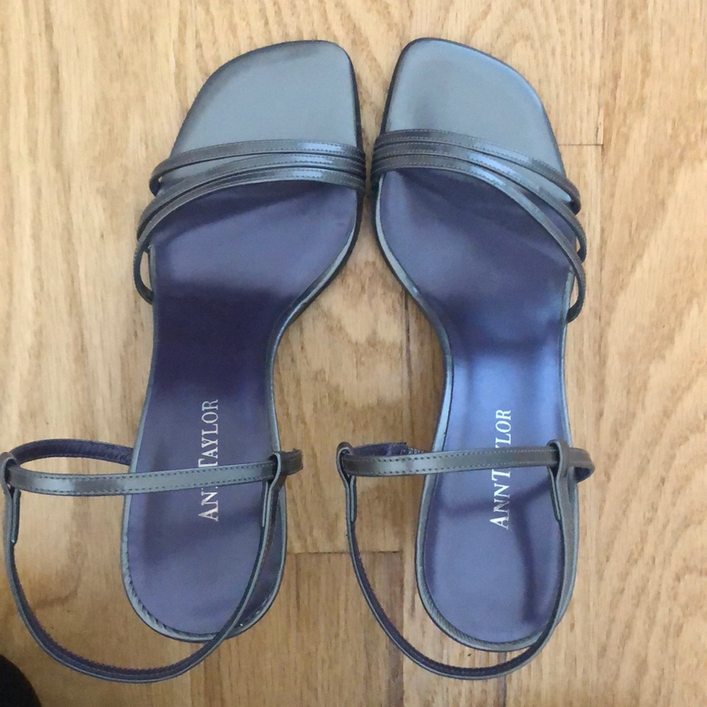 Ann Taylor grey patent leather sandals size 6 1/2. Never worn
